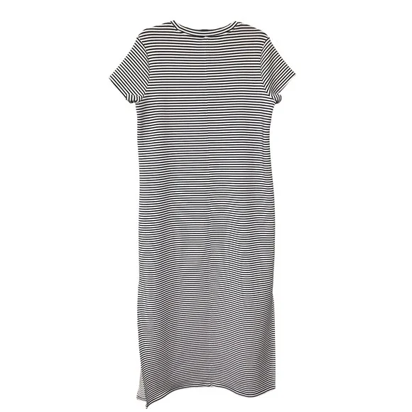 SPANX AirEssentials Nautical Casual Stretchy Navy Striped Maxi T Shirt Dress L - Picture 3 of 8